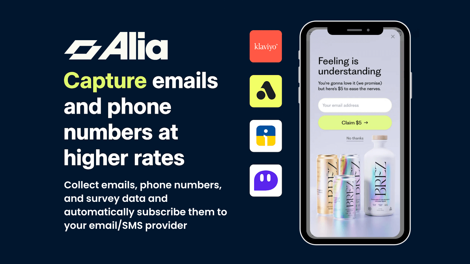 Alia Email & SMS Popups Screenshot