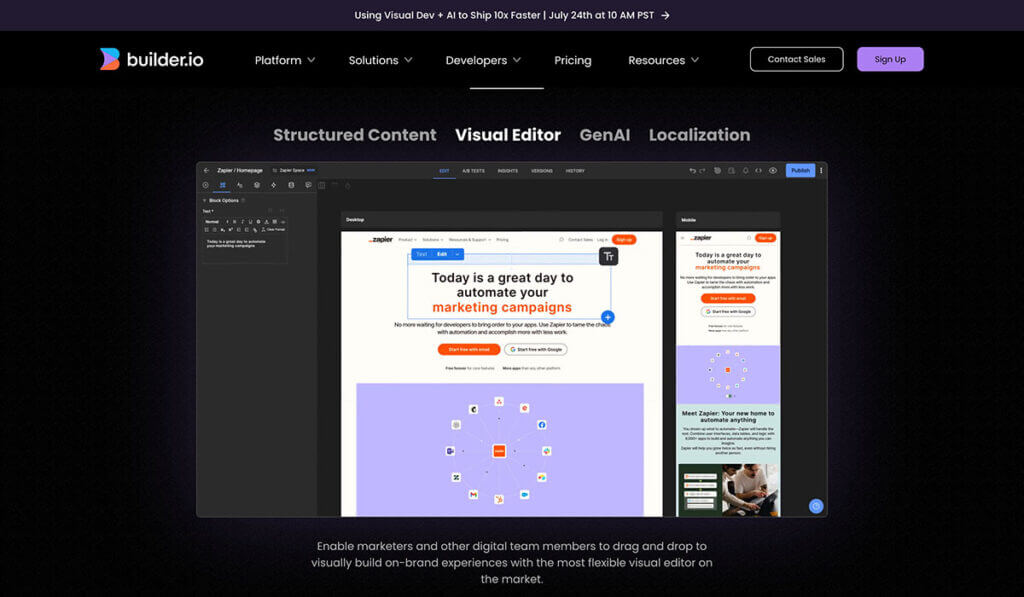 Builder.io Screenshot