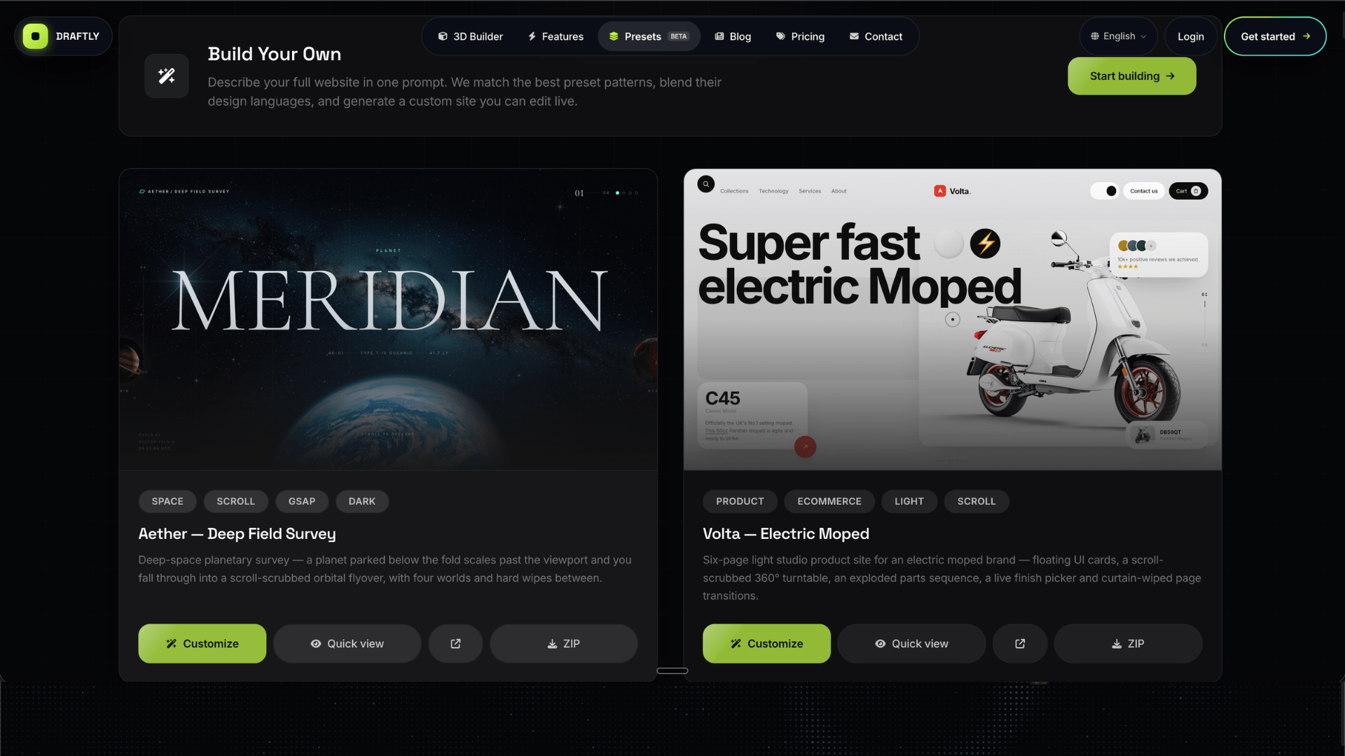 Draftly 3D Website Builder Screenshot
