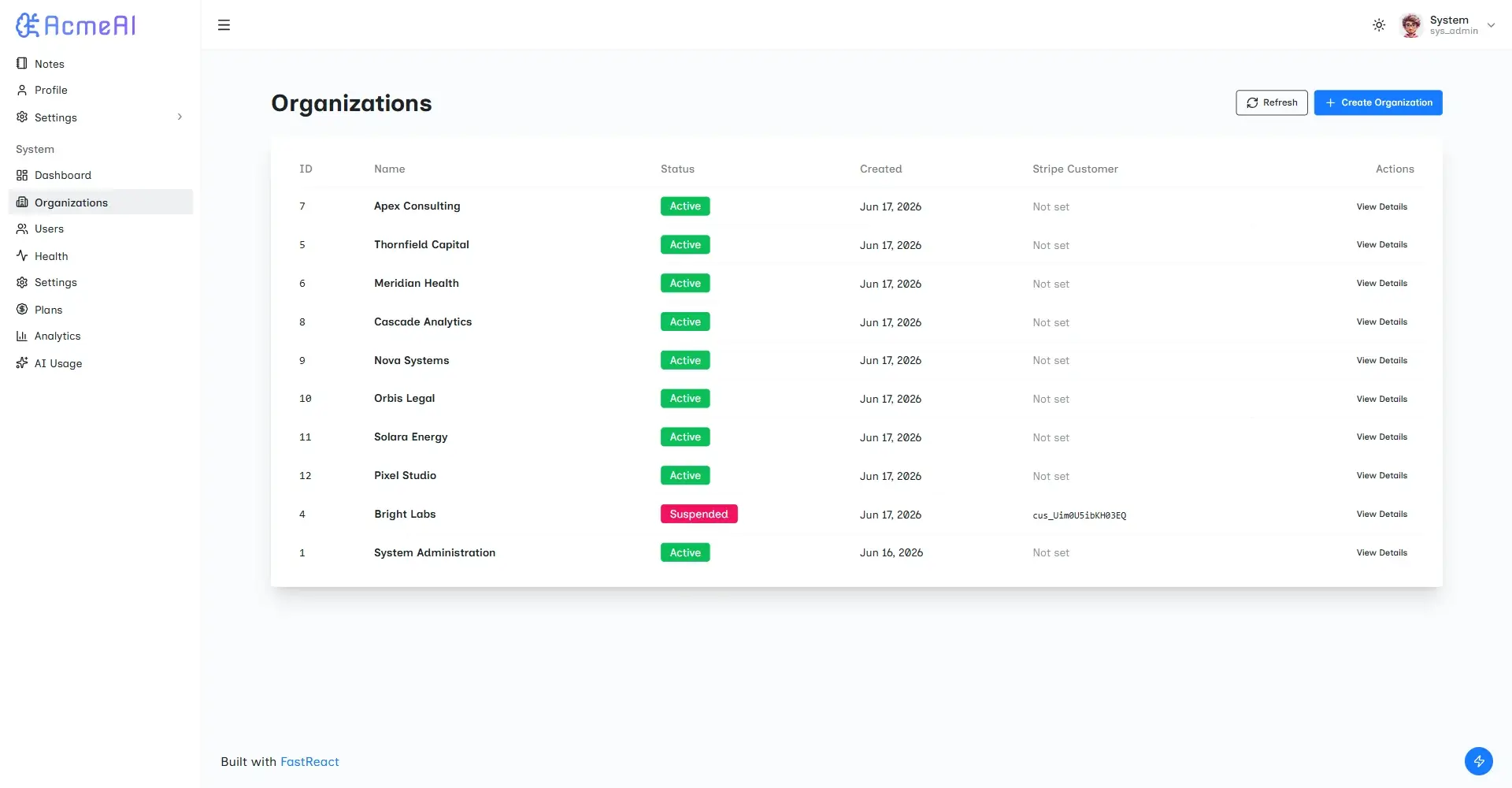 FastReact Screenshot