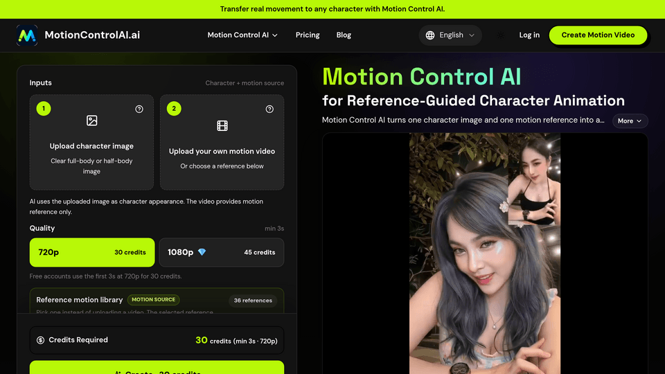 Motion Control AI Video Generator Screenshot