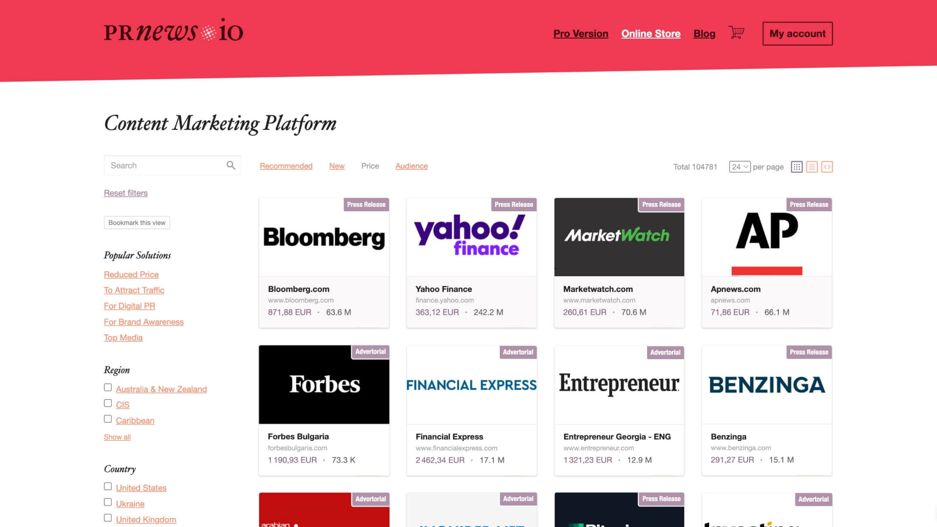 PRNEWS.IO Screenshot