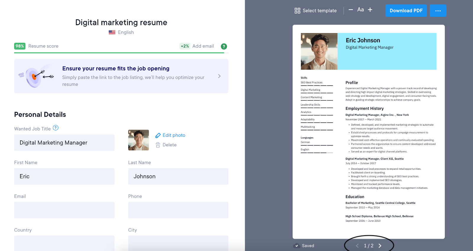 Resume.io Screenshot