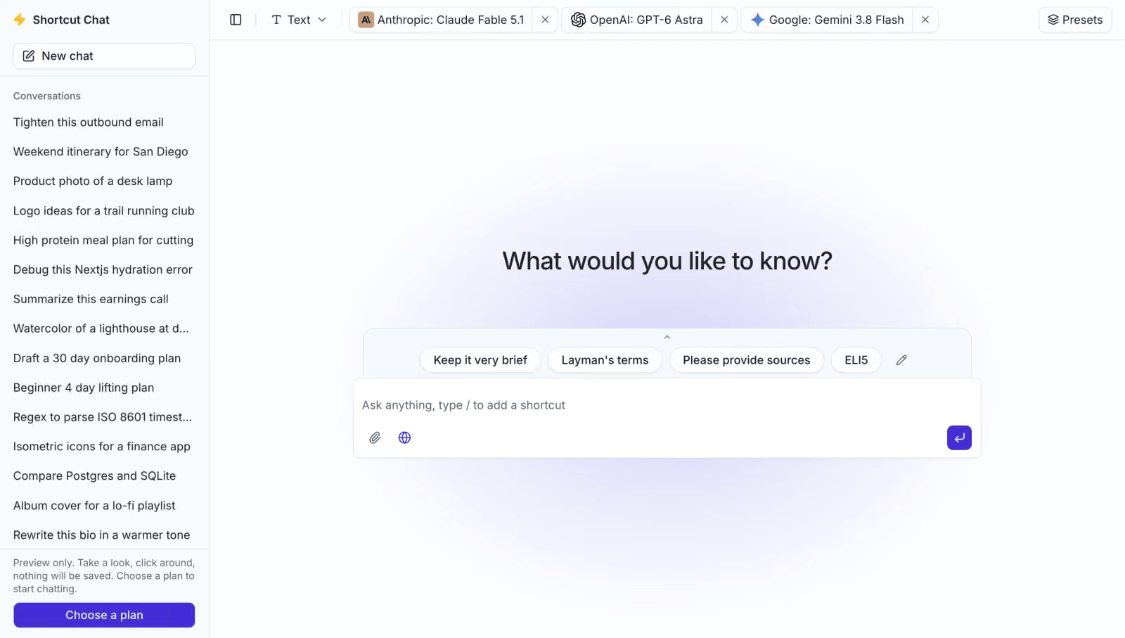 Shortcut Chat Screenshot