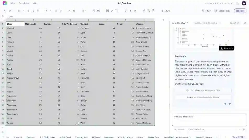 Sourcetable Screenshot