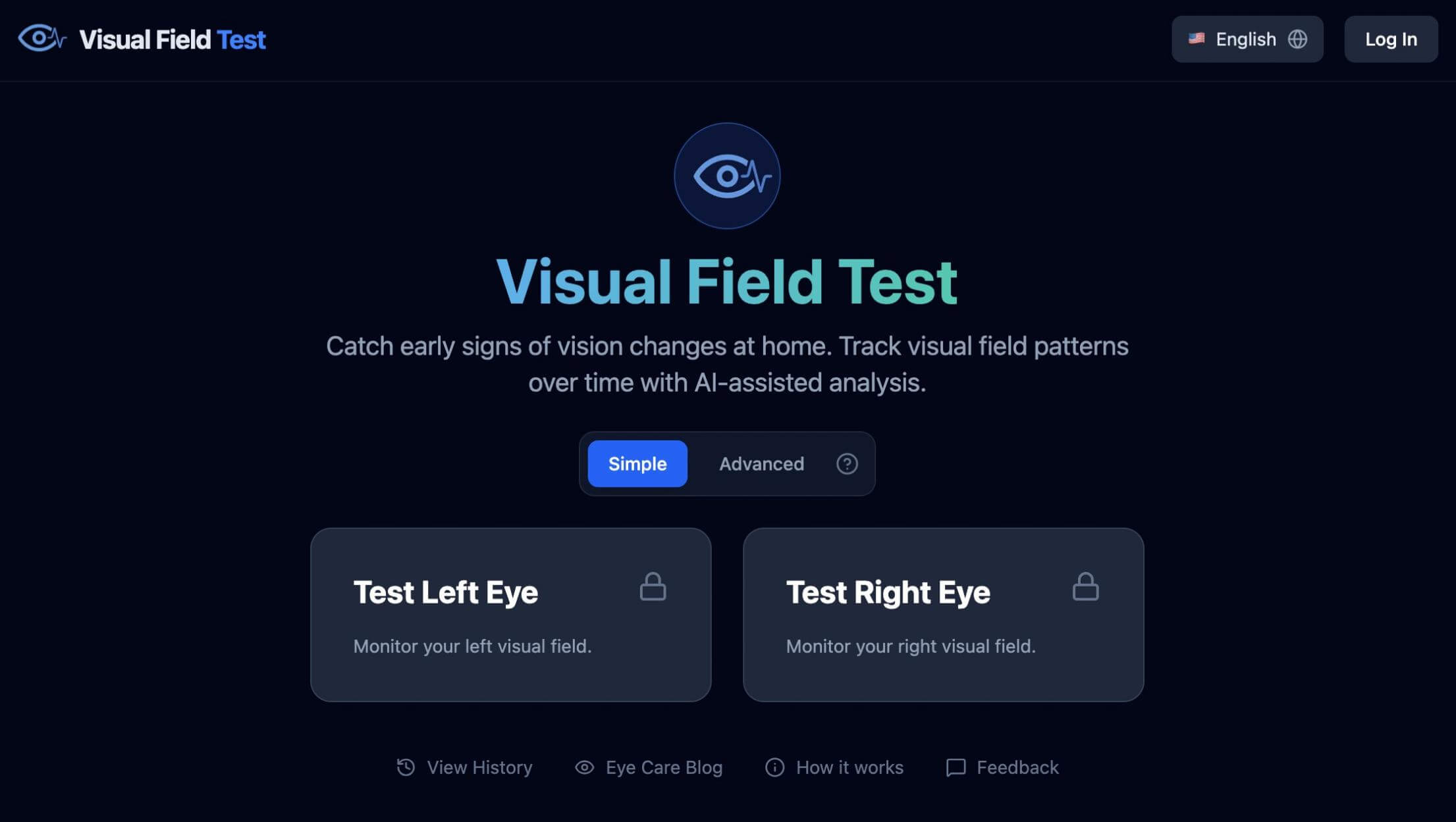 Visual Field Test Screenshot