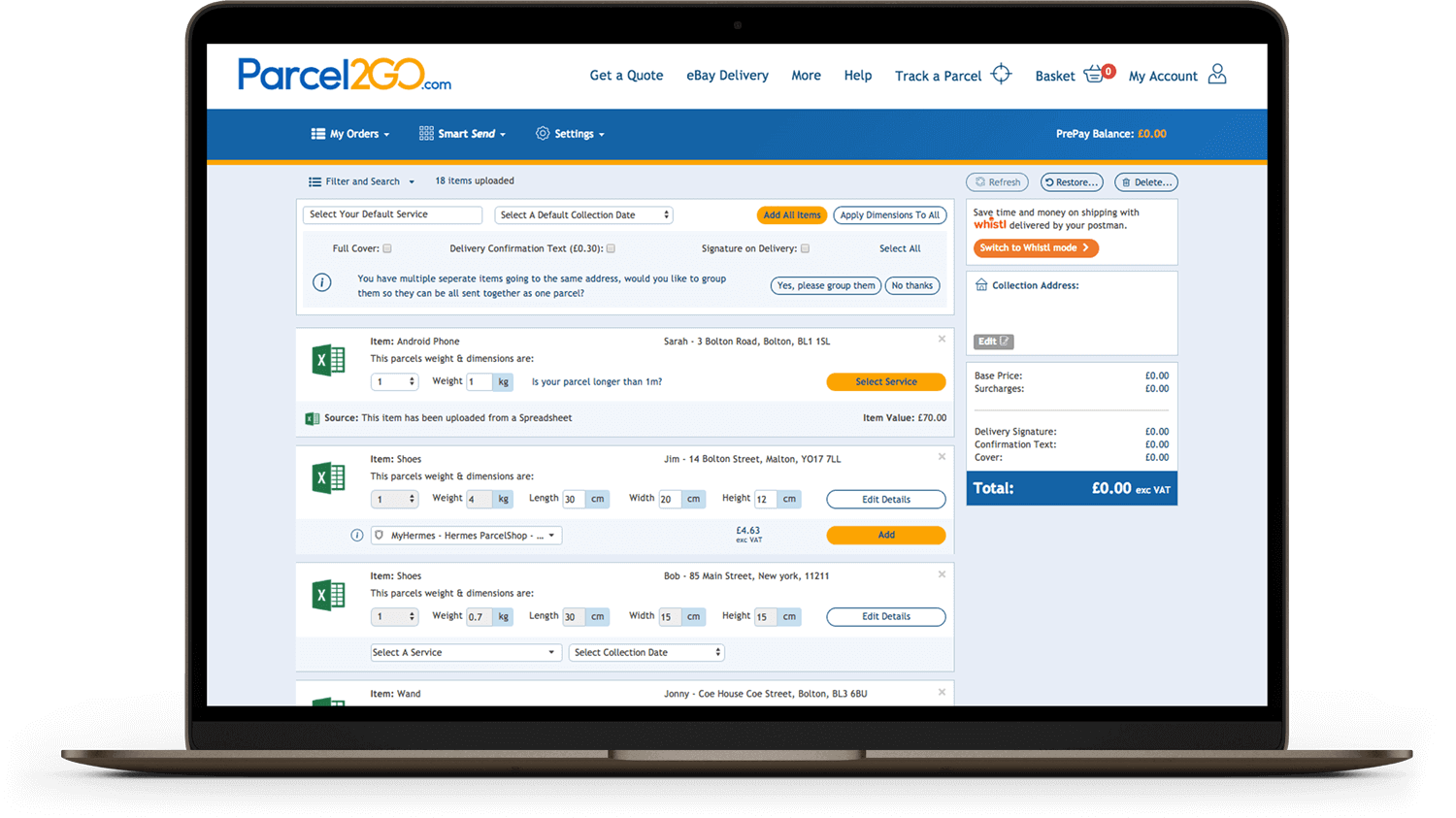 Parcel2Go Screenshot