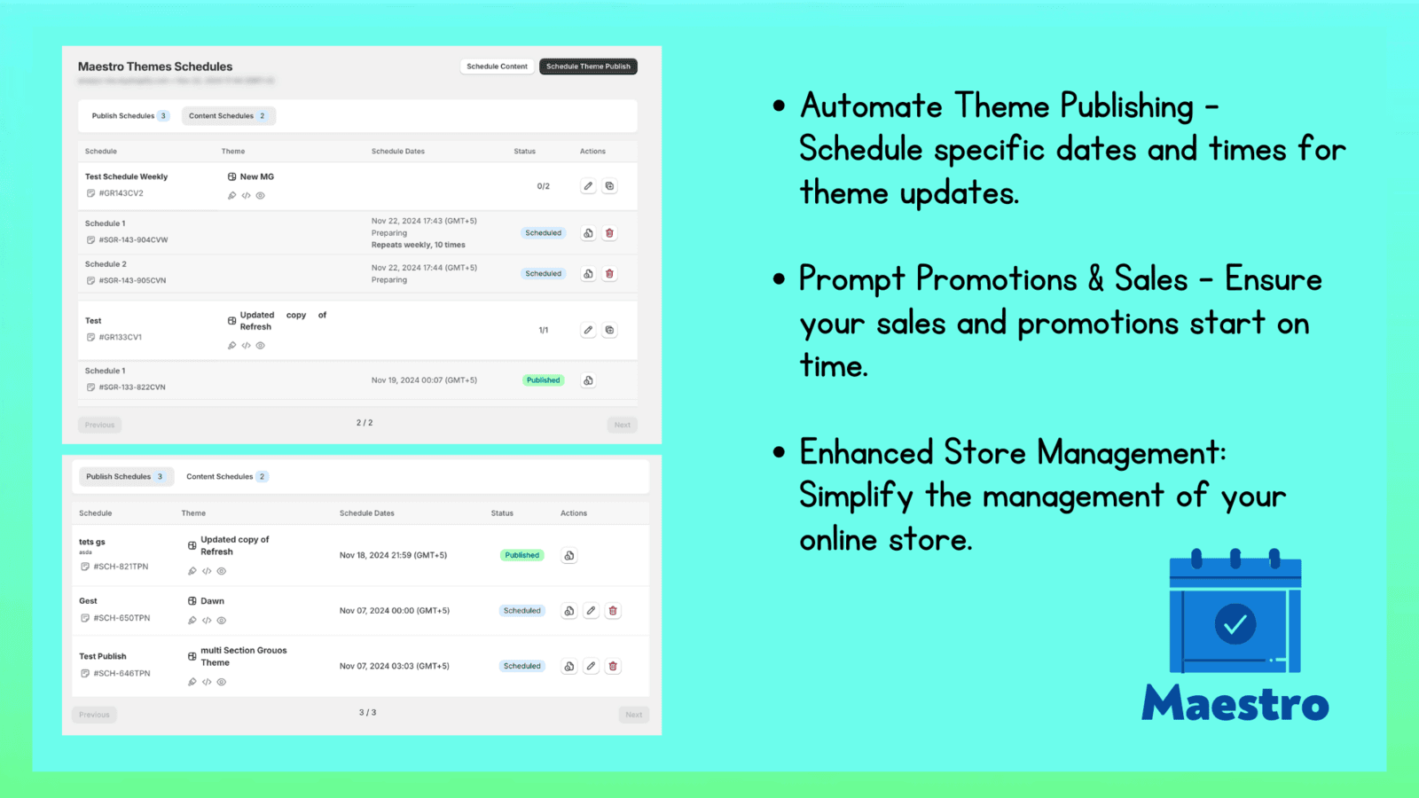 Maestro Theme Scheduler Screenshot