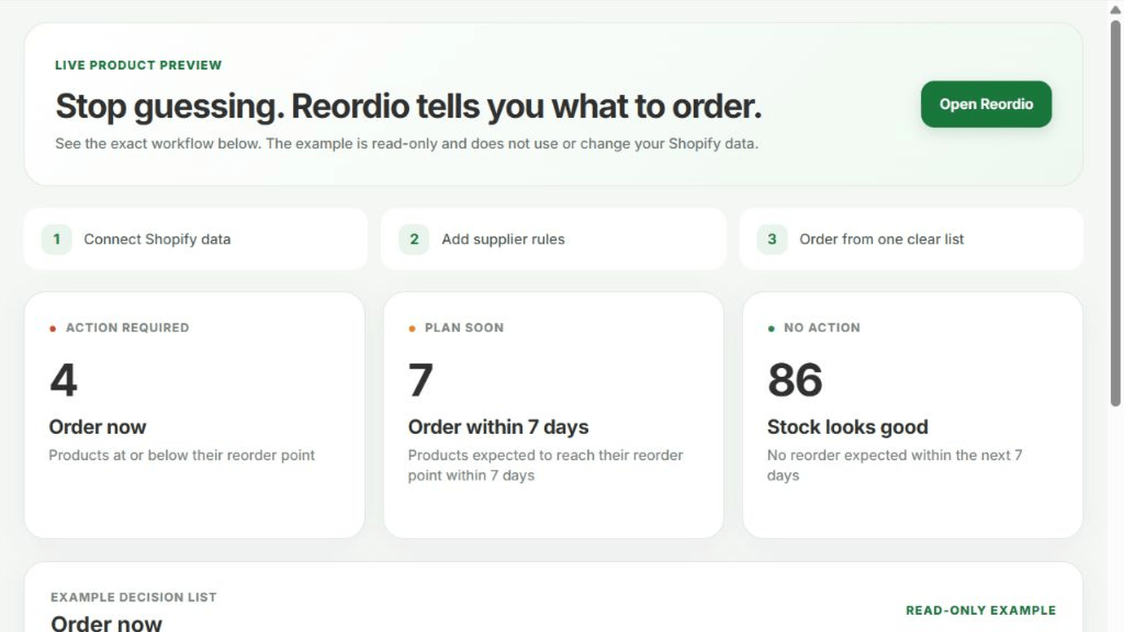 Reordio Screenshot