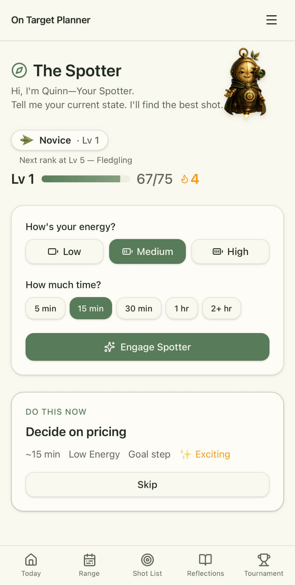 On Target Planner Screenshot