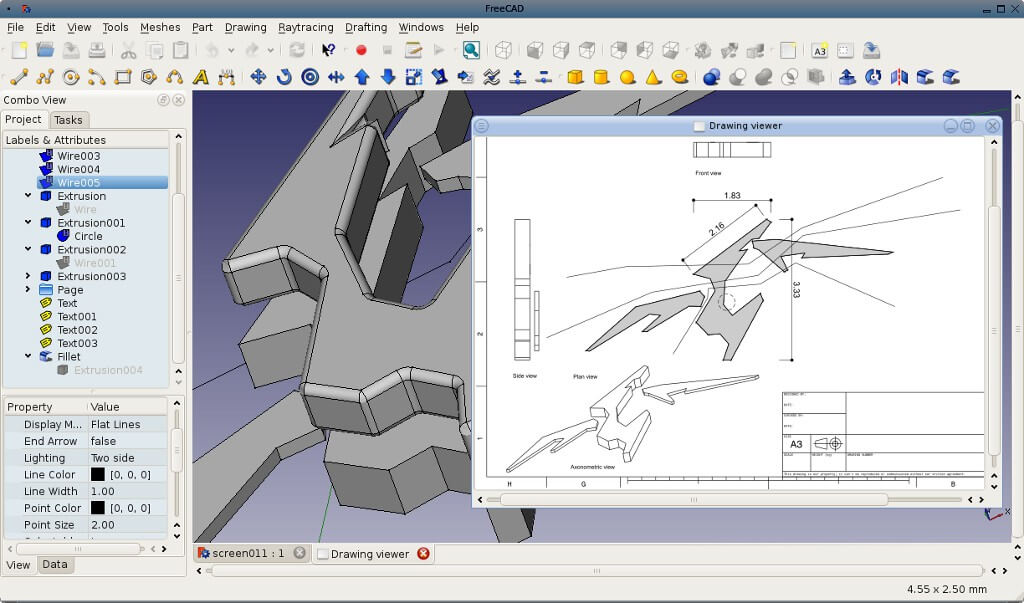 2d drawing in freecad