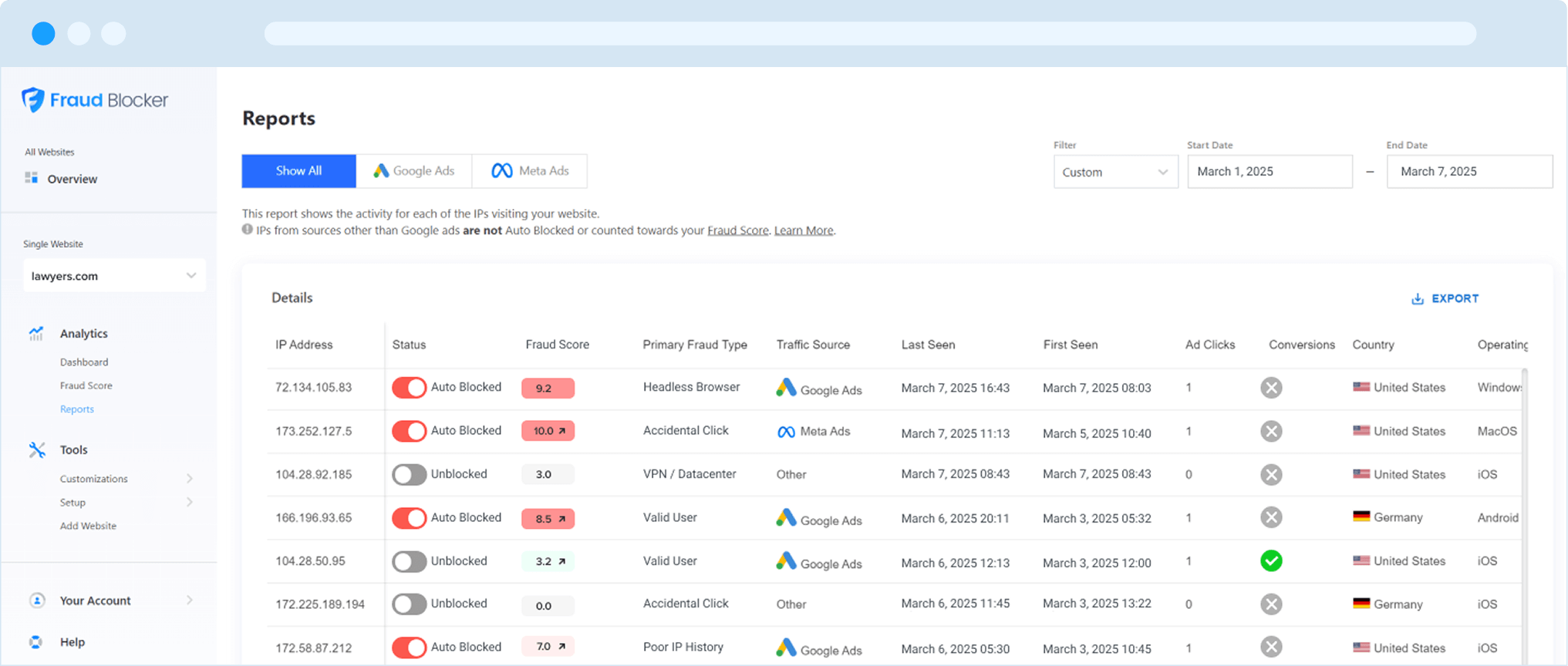 Fraud Blocker Screenshot