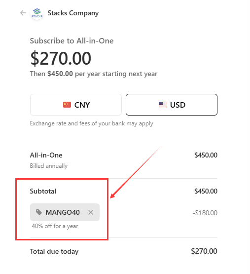 Stacks coupon