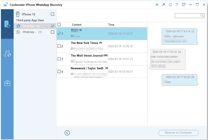 Coolmuster iPhone WhatsApp Recovery Screenshot